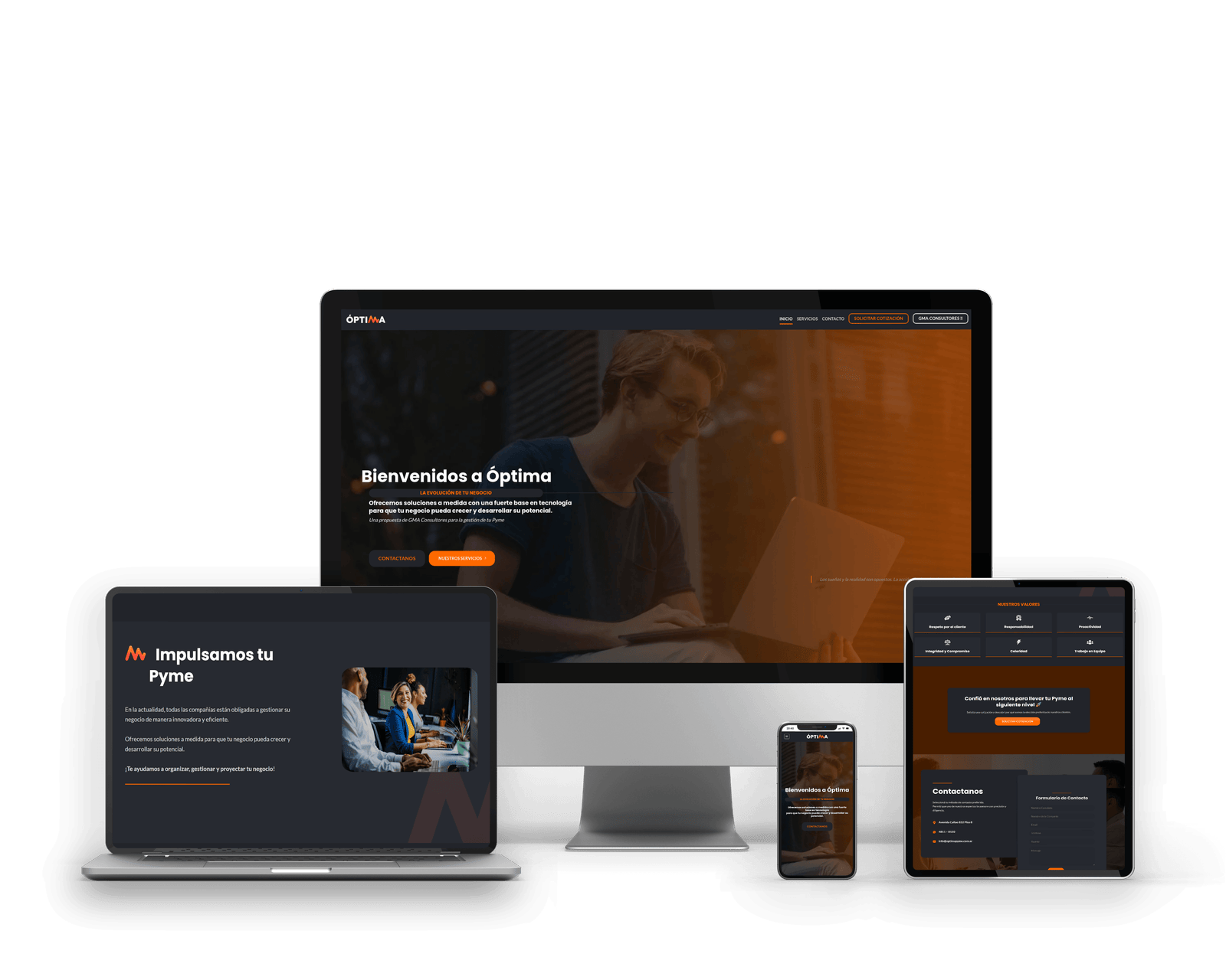 Landing page Optima Pyme - Soluciones empresariales